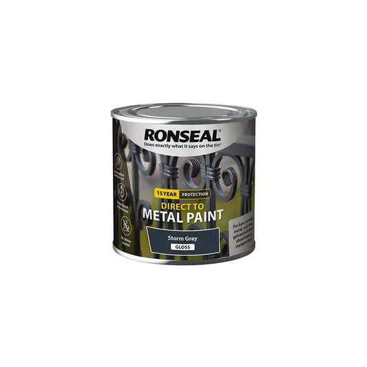Ronseal Direct to Metal Paint 250ml - Storm Grey Gloss - Ronseal