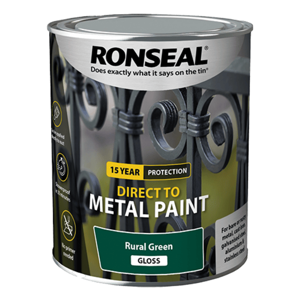 Ronseal Direct to Metal Paint 750ml - Rural Green Gloss - Ronseal