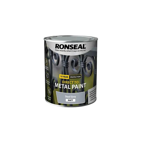 Ronseal Direct to Metal Paint 750ml - Steel Grey Matt - Ronseal