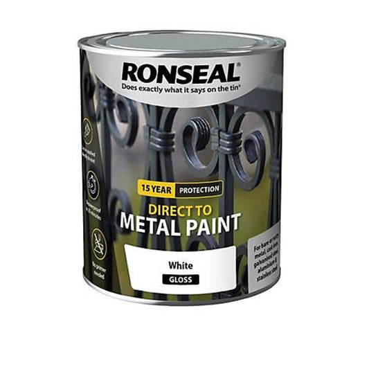Ronseal Direct to Metal Paint 750ml - White Gloss - Ronseal