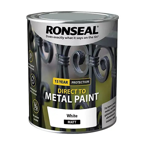 Ronseal Direct to Metal Paint 750ml - White Matt - Ronseal