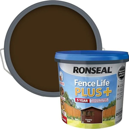 Ronseal Fence Life Plus+ 5 Litres - Country Oak - Ronseal