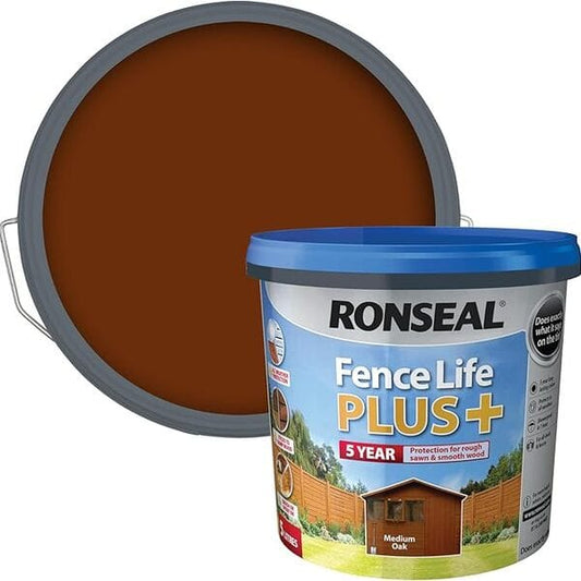 Ronseal Fence Life Plus+ 5 Litres - Medium Oak - Ronseal