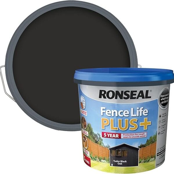 Ronseal Fence Life Plus+ 5 Litres - Tudor Black Oak - Ronseal