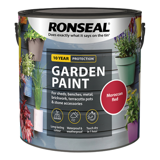 Ronseal Garden Paint 2.5 Litres - Moroccan Red - Ronseal