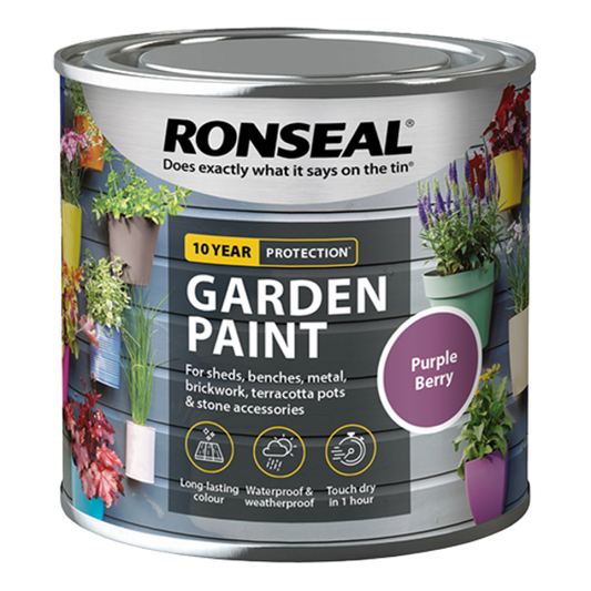 Ronseal Garden Paint 250ml - Purple Berry - Ronseal