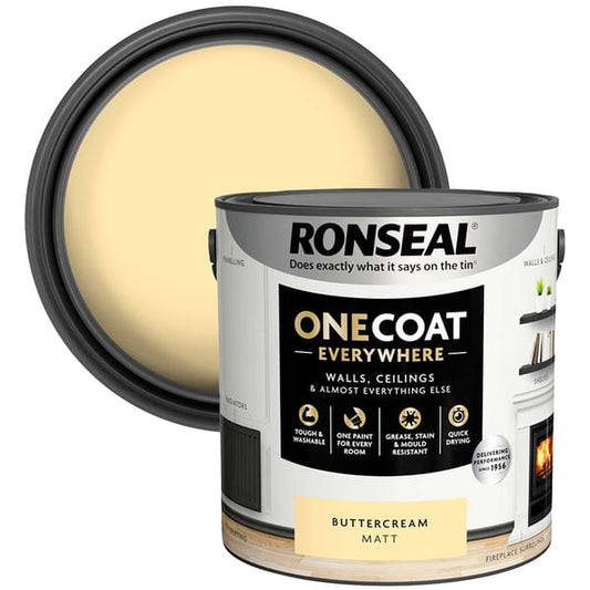 Ronseal One Coat Everywhere Interior Paint 2.5 Litres - Buttercream - Ronseal