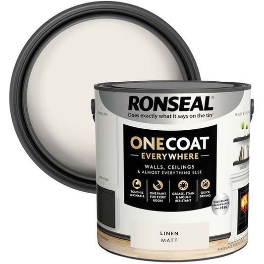 Ronseal One Coat Everywhere Interior Paint 2.5 Litres - Linen Matt - Ronseal