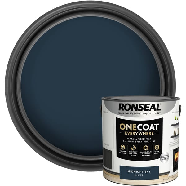 Ronseal One Coat Everywhere Interior Paint 2.5 Litres - Midnight Sky - Ronseal