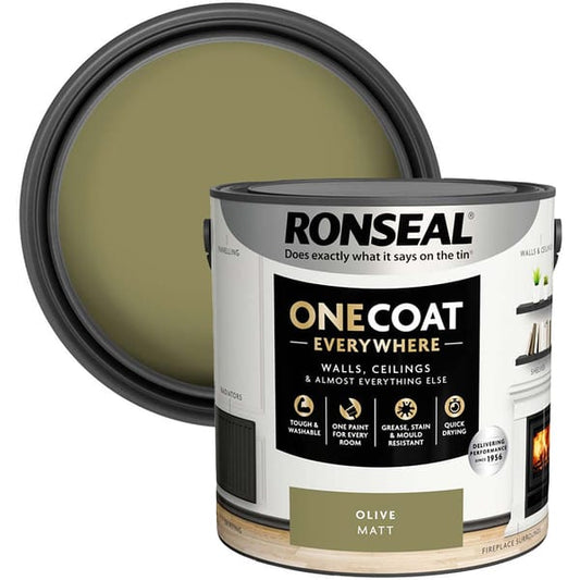 Ronseal One Coat Everywhere Interior Paint 2.5 Litres - Olive Matt - Ronseal