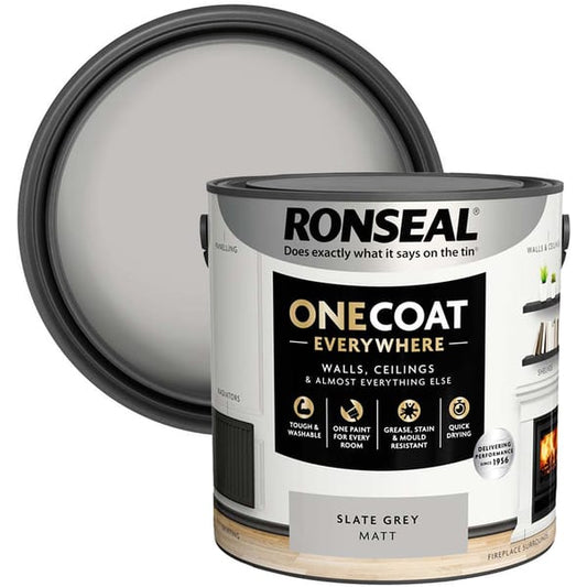 Ronseal One Coat Everywhere Interior Paint 2.5 Litres - Slate Grey - Ronseal