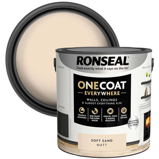 Ronseal One Coat Everywhere Interior Paint 2.5 Litres - Soft Sand - Ronseal