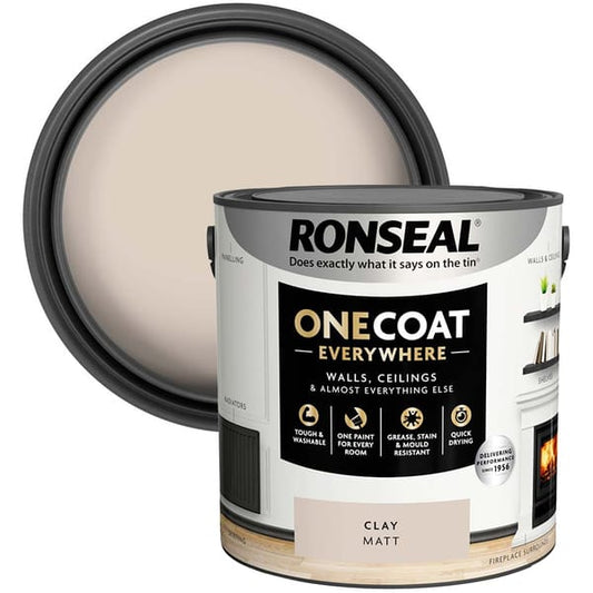 Ronseal One Coat Everywhere Interior Paint 5 Litres - Clay - Ronseal