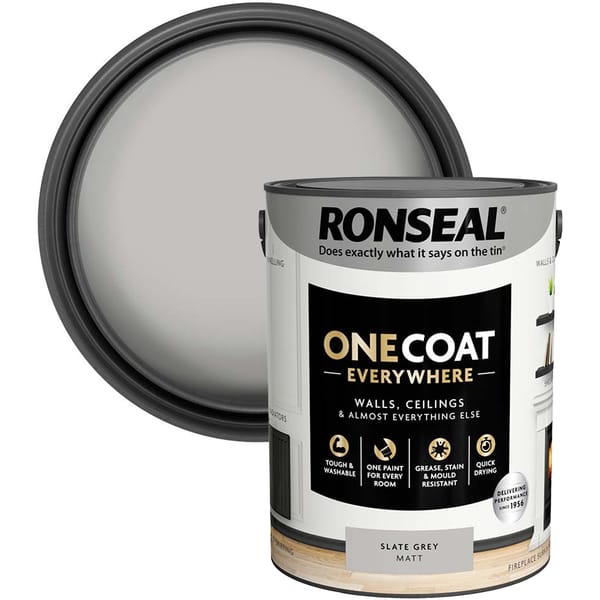 Ronseal One Coat Everywhere Interior Paint 5 Litres - Slate Grey - Ronseal