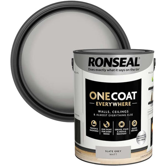 Ronseal One Coat Everywhere Interior Paint 5 Litres - Slate Grey - Ronseal