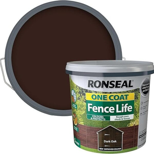 Ronseal One Coat Fence Life 5 Litres - Dark Oak - Ronseal