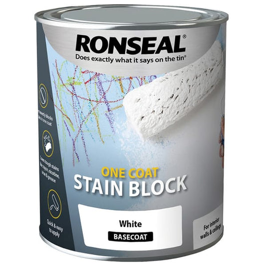 Ronseal One Coat Stain Block White - 2.5 Litres - Ronseal