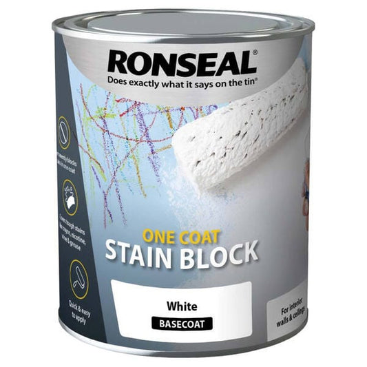 Ronseal One Coat Stain Block White - All Sizes - Ronseal