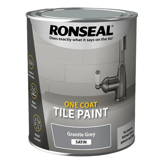 Ronseal One Coat Tile Paint 750ml - Granite Grey Satin - Ronseal