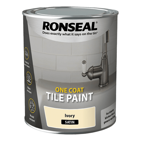 Ronseal One Coat Tile Paint 750ml - Ivory Satin - Ronseal