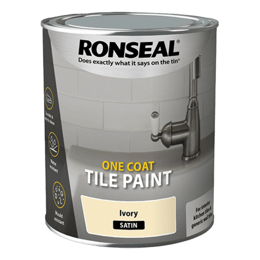 Ronseal One Coat Tile Paint 750ml - Ivory Satin - Ronseal