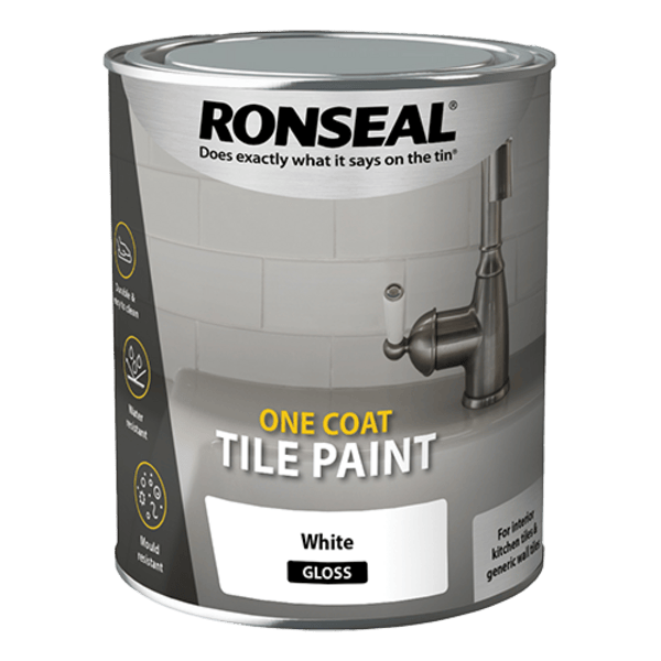 Ronseal One Coat Tile Paint 750ml - White Gloss - Ronseal