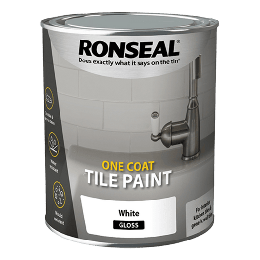 Ronseal One Coat Tile Paint 750ml - White Gloss - Ronseal
