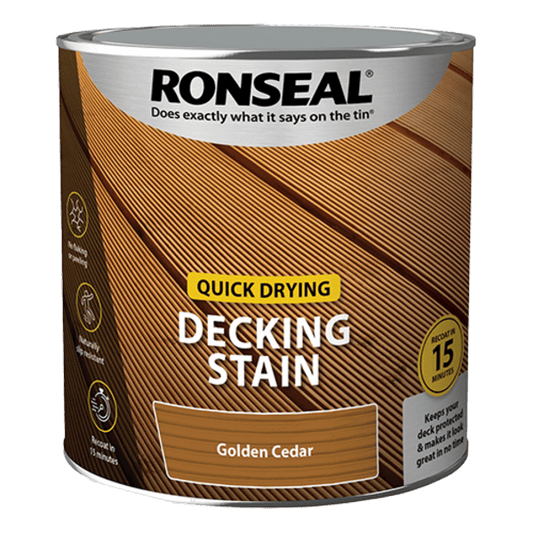 Ronseal Quick Drying Decking Stain 2.5 Litres - Golden Cedar - Ronseal