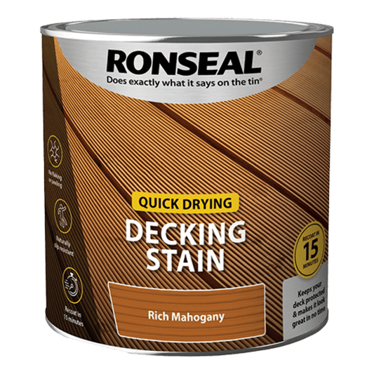 Ronseal Quick Drying Decking Stain 2.5 Litres - Rich Mahogany - Ronseal