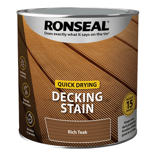 Ronseal Quick Drying Decking Stain 2.5 Litres - Rich Teak - Ronseal