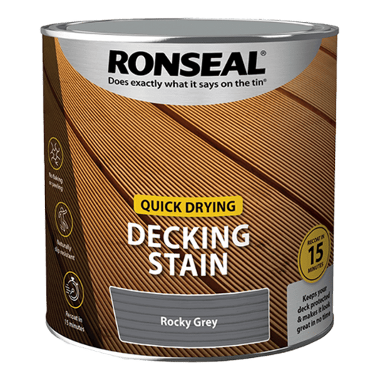 Ronseal Quick Drying Decking Stain 2.5 Litres - Rocky Grey - Ronseal