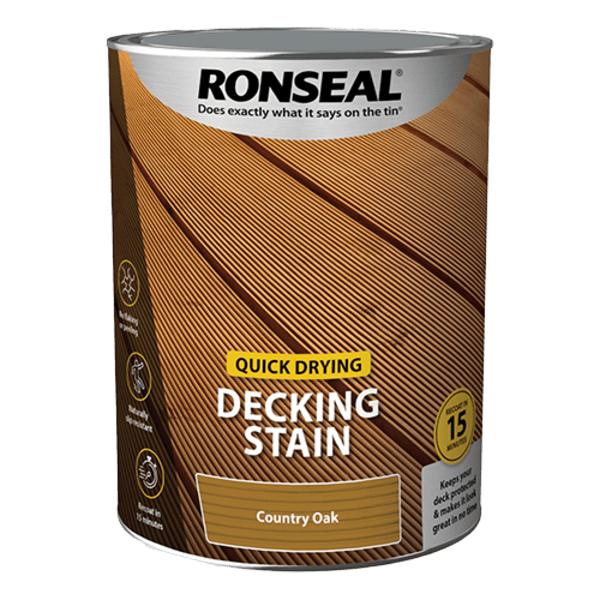 Ronseal Quick Drying Decking Stain 5 Litres - Country Oak - Ronseal