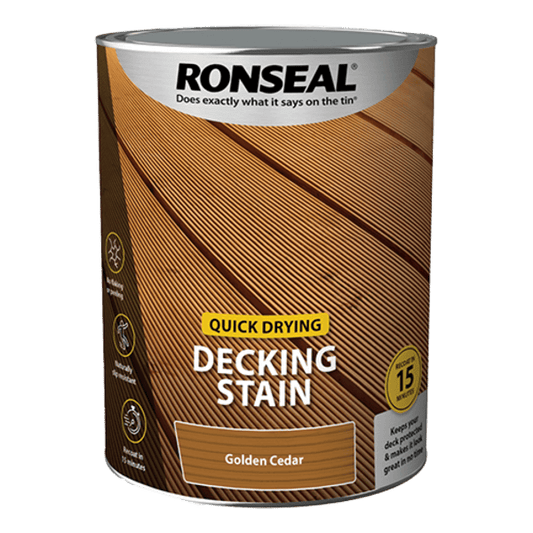 Ronseal Quick Drying Decking Stain 5 Litres - Golden Cedar - Ronseal