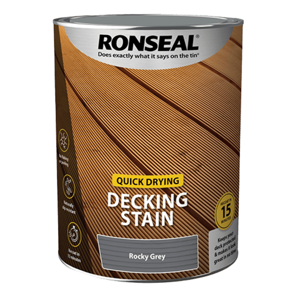 Ronseal Quick Drying Decking Stain 5 Litres - Rocky Grey - Ronseal