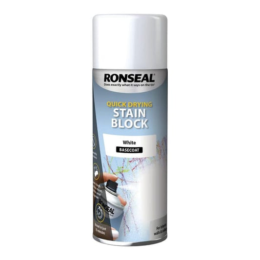 Ronseal Quick Drying Stain Block Aerosol White - 400ml - Ronseal