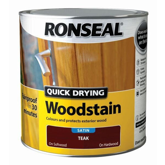 Ronseal Quick Drying Woodstain 2.5 Litres - Teak - Ronseal
