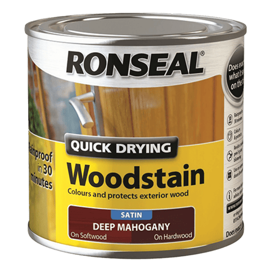 Ronseal Quick Drying Woodstain 250ml - Deep Mahogany - Ronseal