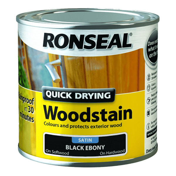 Ronseal Quick Drying Woodstain 250ml - Ebony - Ronseal