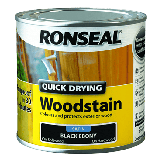 Ronseal Quick Drying Woodstain 250ml - Ebony - Ronseal
