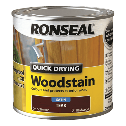 Ronseal Quick Drying Woodstain 250ml - Teak - Ronseal