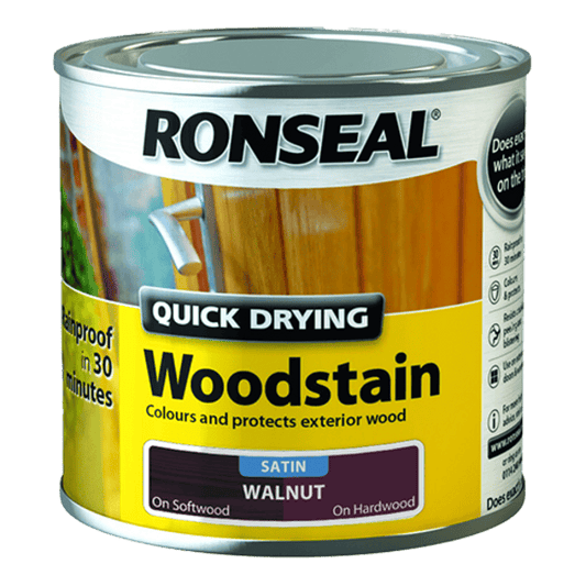 Ronseal Quick Drying Woodstain 250ml - Walnut - Ronseal