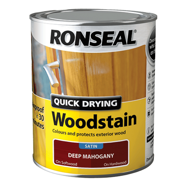 Ronseal Quick Drying Woodstain 750ml - Deep Mahogany - Ronseal