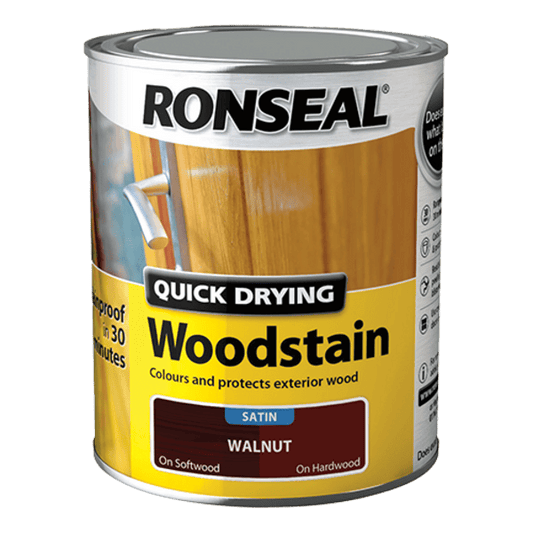 Ronseal Quick Drying Woodstain 750ml - Walnut - Ronseal
