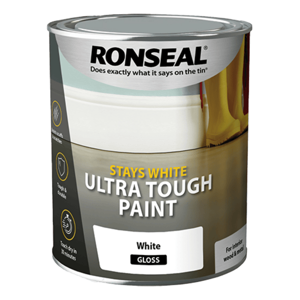Ronseal Stays White Ultra Tough Paint 750ml - All Colours - Ronseal