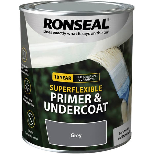Ronseal Superflexible Primer and Undercoat 750ml -  Grey - Ronseal Outdoor & Garden