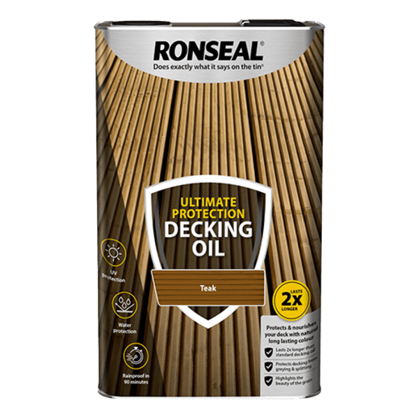 Ronseal Ultimate Protection Decking Oil 5 Litres - Teak - Ronseal