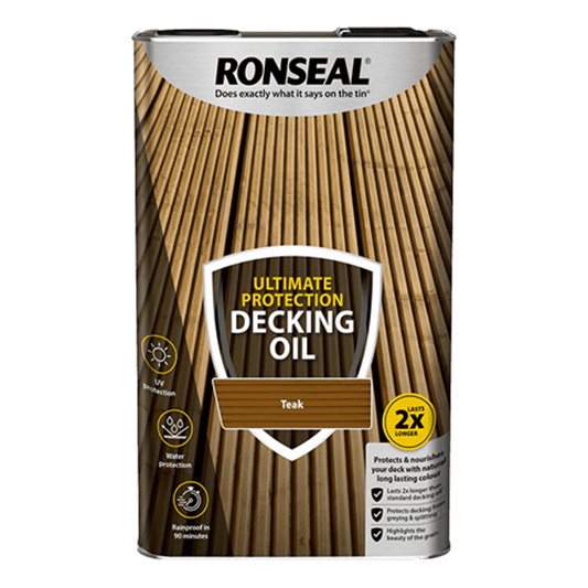 Ronseal Ultimate Protection Decking Oil 5 Litres - Teak - Ronseal