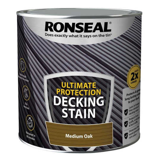 Ronseal Ultimate Protection Decking Stain 2.5 Litres - Medium Oak - Ronseal