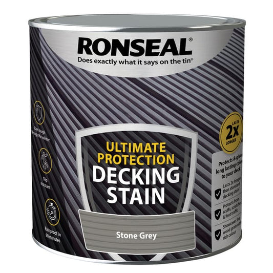 Ronseal Ultimate Protection Decking Stain 2.5 Litres - Stone Grey - Ronseal