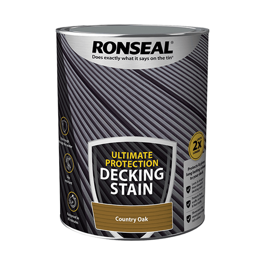 Ronseal Ultimate Protection Decking Stain 5 Litres - Country Oak - Ronseal